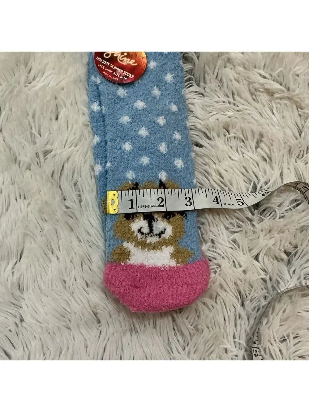 Kohls Shine holiday dog themed fuzzy sock